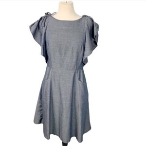 A New Day Chambray Flutter Sleeve Dress